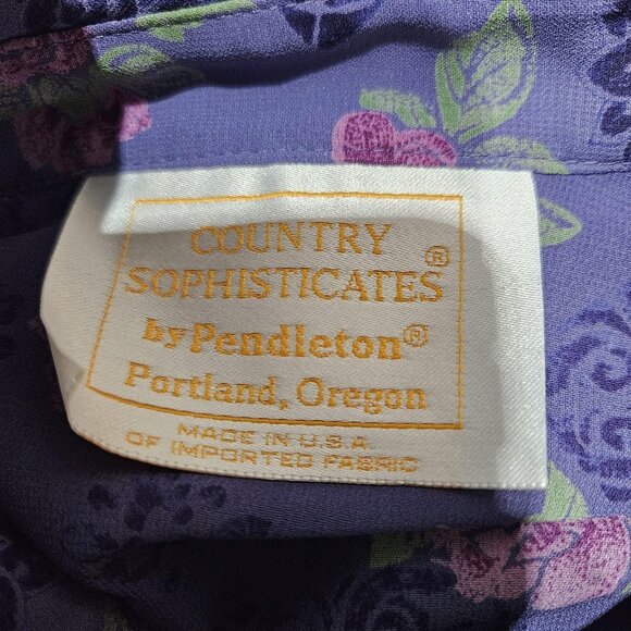 Vint Pendleton Blouse Womens 14 Long Sleeve Country Sophisticates 90s Secretary - Picture 9 of 11